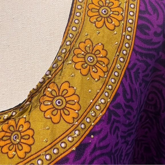 Kaftan Maxi One Size Classics Woman's House Dress Purple Gold - Picture 7 of 11